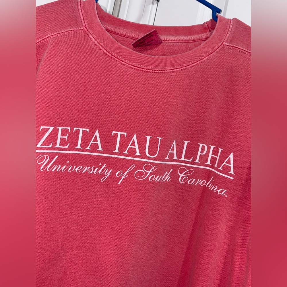 University of South Carolina Zeta Tau Alpha Coral Crewneck Sweater - Picture 2 of 5